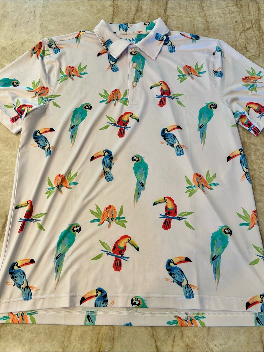 Chubbies Parrot Polo Shirt Men’s Medium Tropical Bird Golf